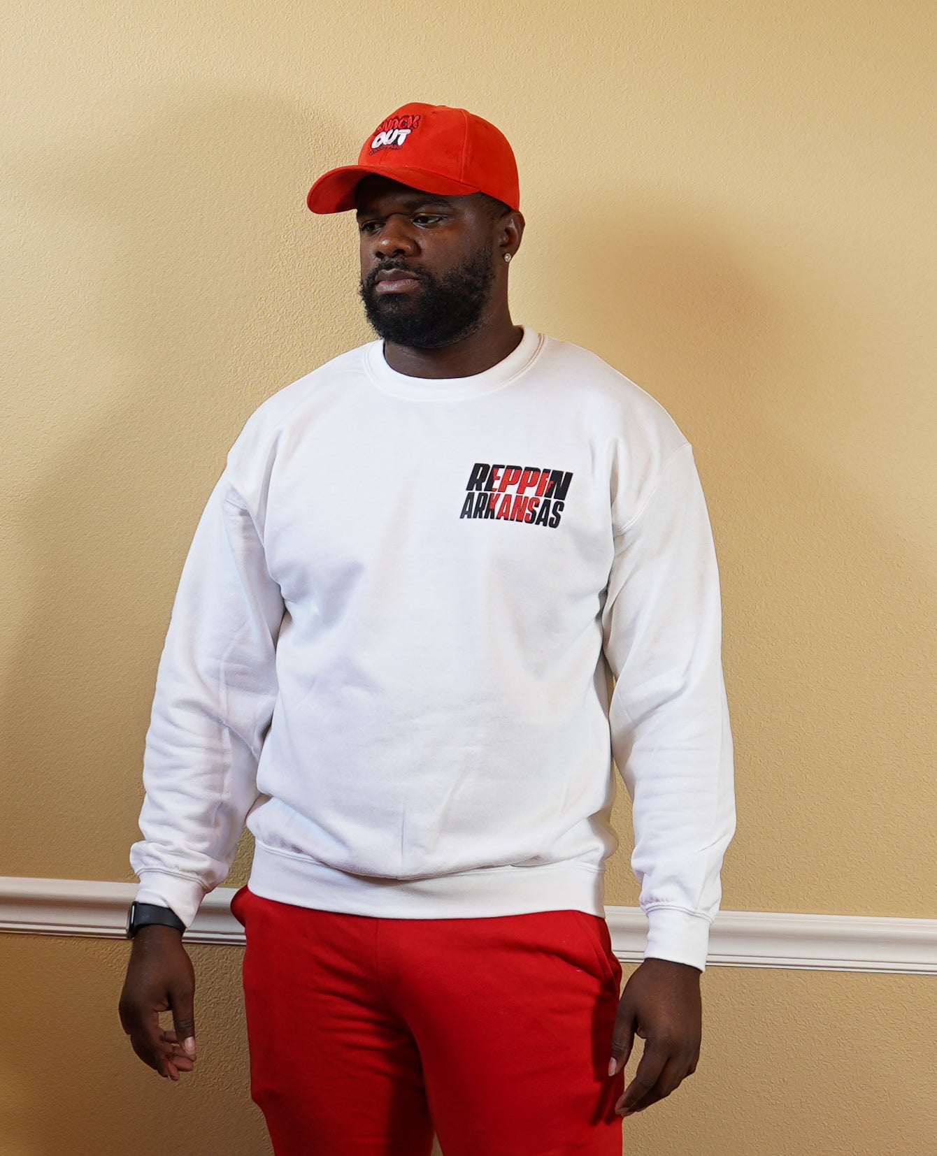 ICY WHITE REPPIN ARKANSAS CREWNECK SWEATSHIRT