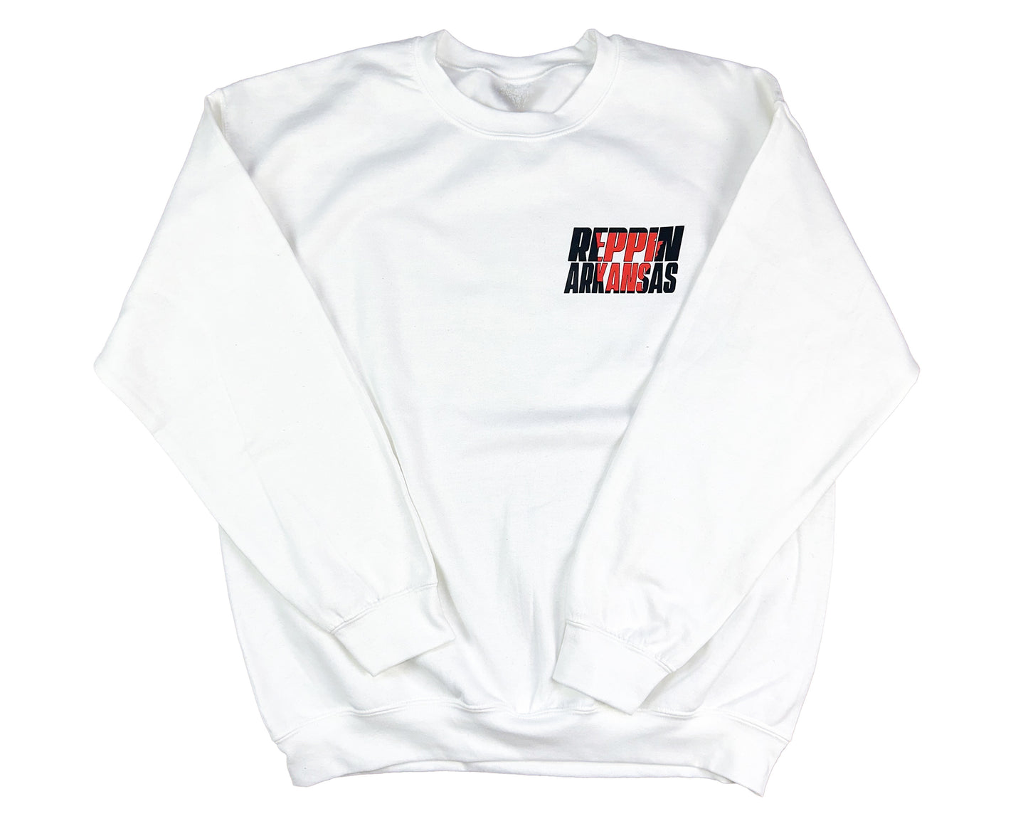 ICY WHITE REPPIN ARKANSAS CREWNECK SWEATSHIRT